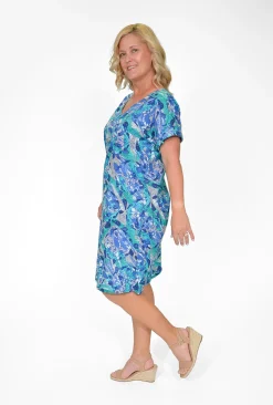 Orientique Layla Reversible Organic Cotton Shift Dress in- Short Sleeved Dresses | Knee Length Dresses