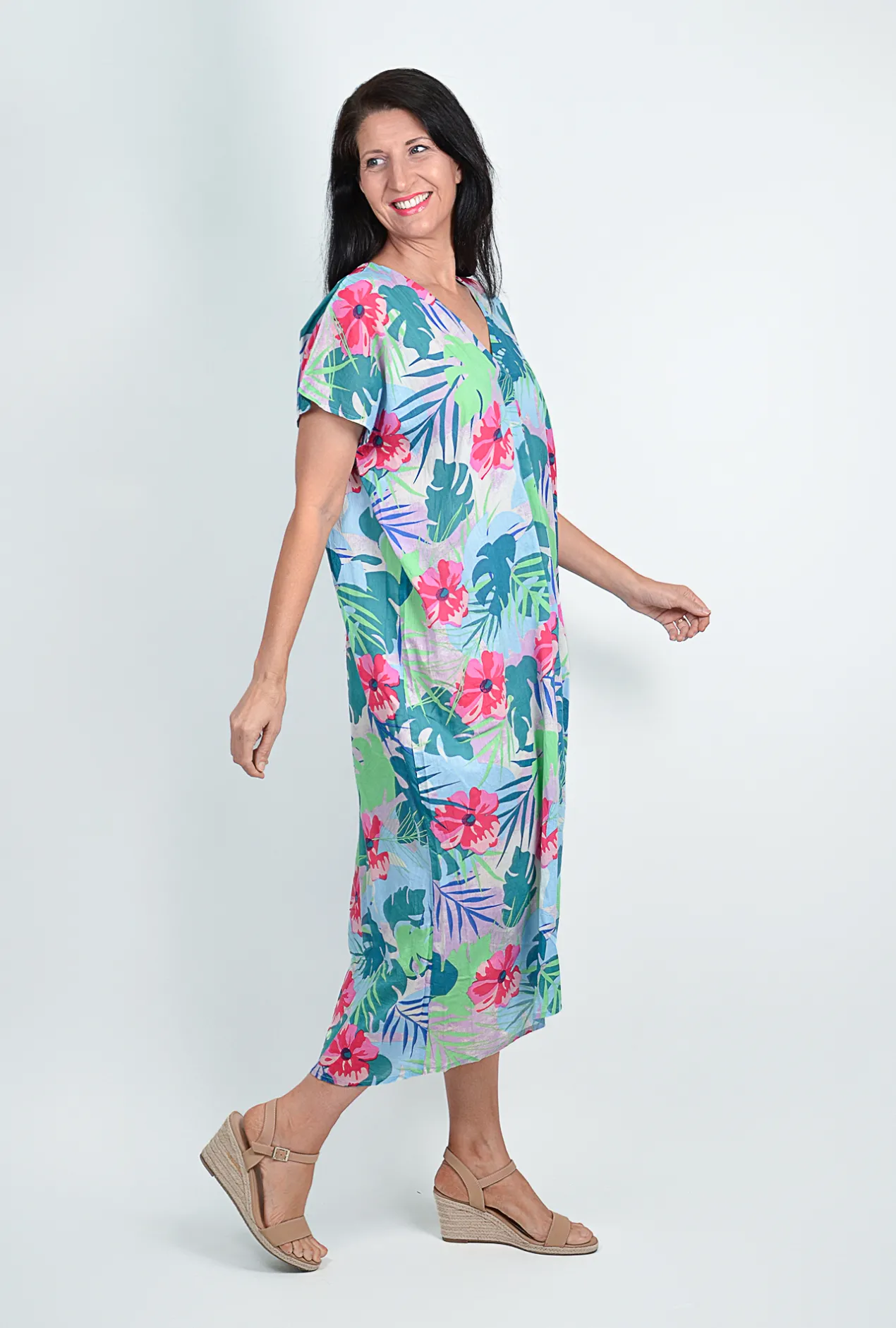 One Summer Leah Cotton Short Sleeve Kaftan in- Cotton Dresses | Maxi Dresses