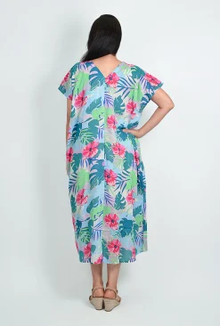One Summer Leah Cotton Short Sleeve Kaftan in- Cotton Dresses | Maxi Dresses
