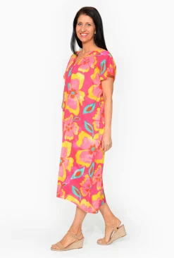 One Summer Leah Cotton Short Sleeve Kaftan in- Short Sleeved Dresses | Cotton Dresses