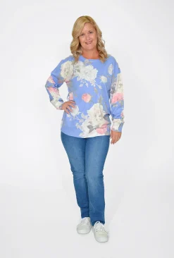 Cali&Co Leticia Floral Long Sleeve Knit in- Knitwear Tops | Long Sleeved Tops