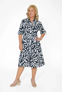 Orientique Lorraine Organic Cotton Collar Dress in- Long Sleeved Dresses | Organic Cotton Clothing