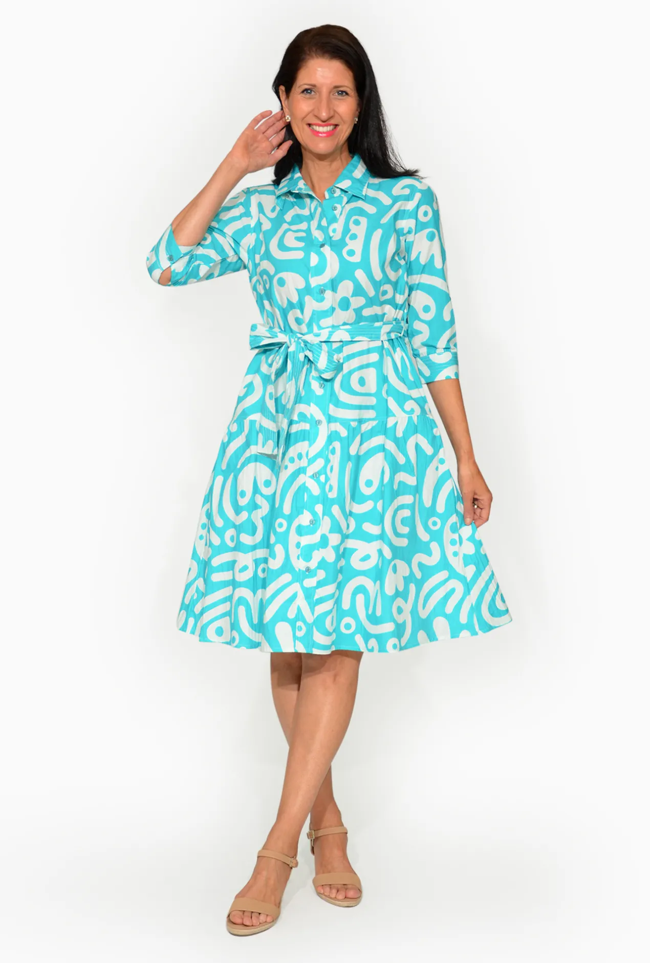 Orientique Lorraine Organic Cotton Collar Dress in- Knee Length Dresses | Organic Cotton Clothing