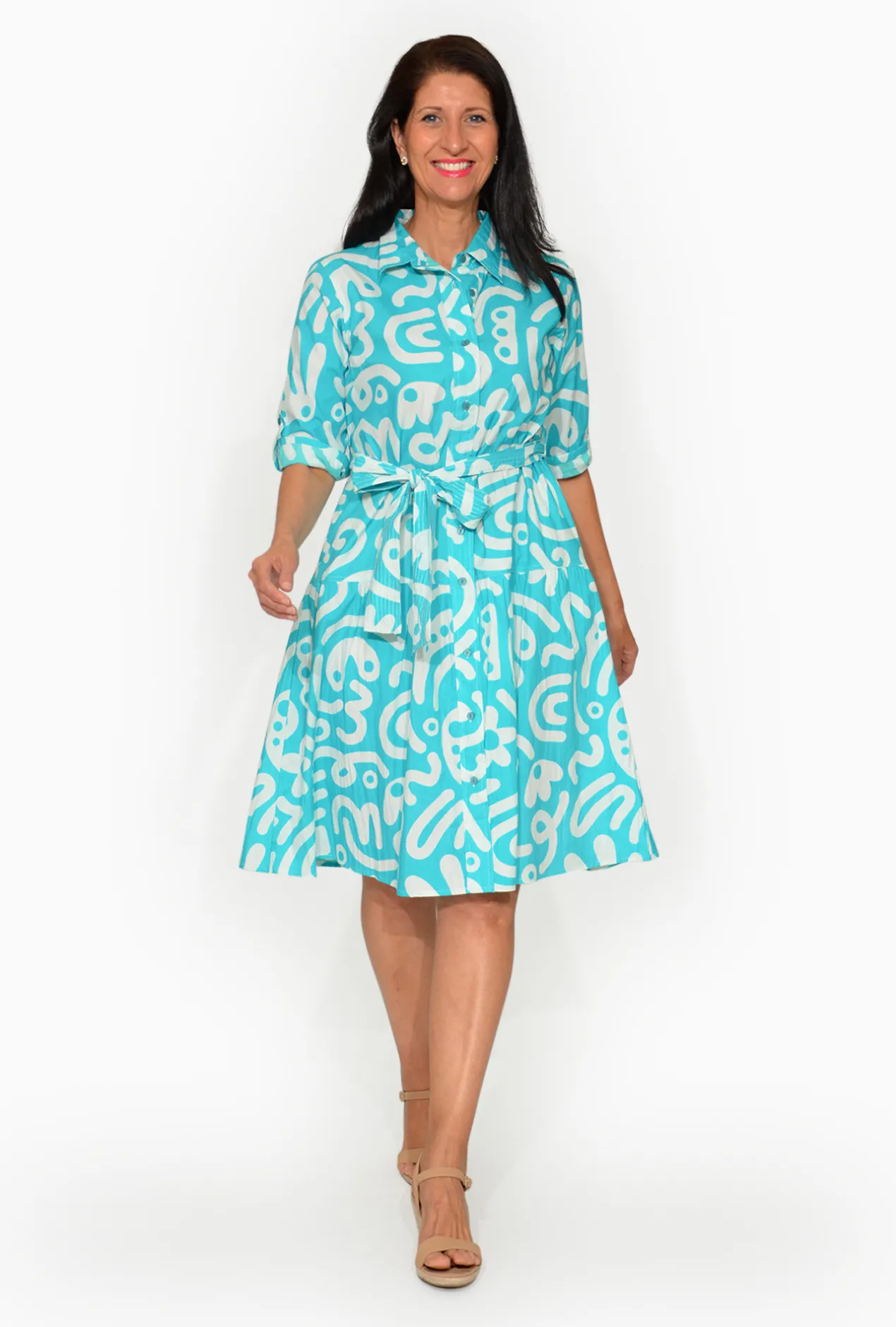 Orientique Lorraine Organic Cotton Collar Dress in- Knee Length Dresses | Organic Cotton Clothing