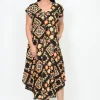 New U Collection Lulu Midi Dress in Picnic Floral Black- Midi Dresses | Long Dresses