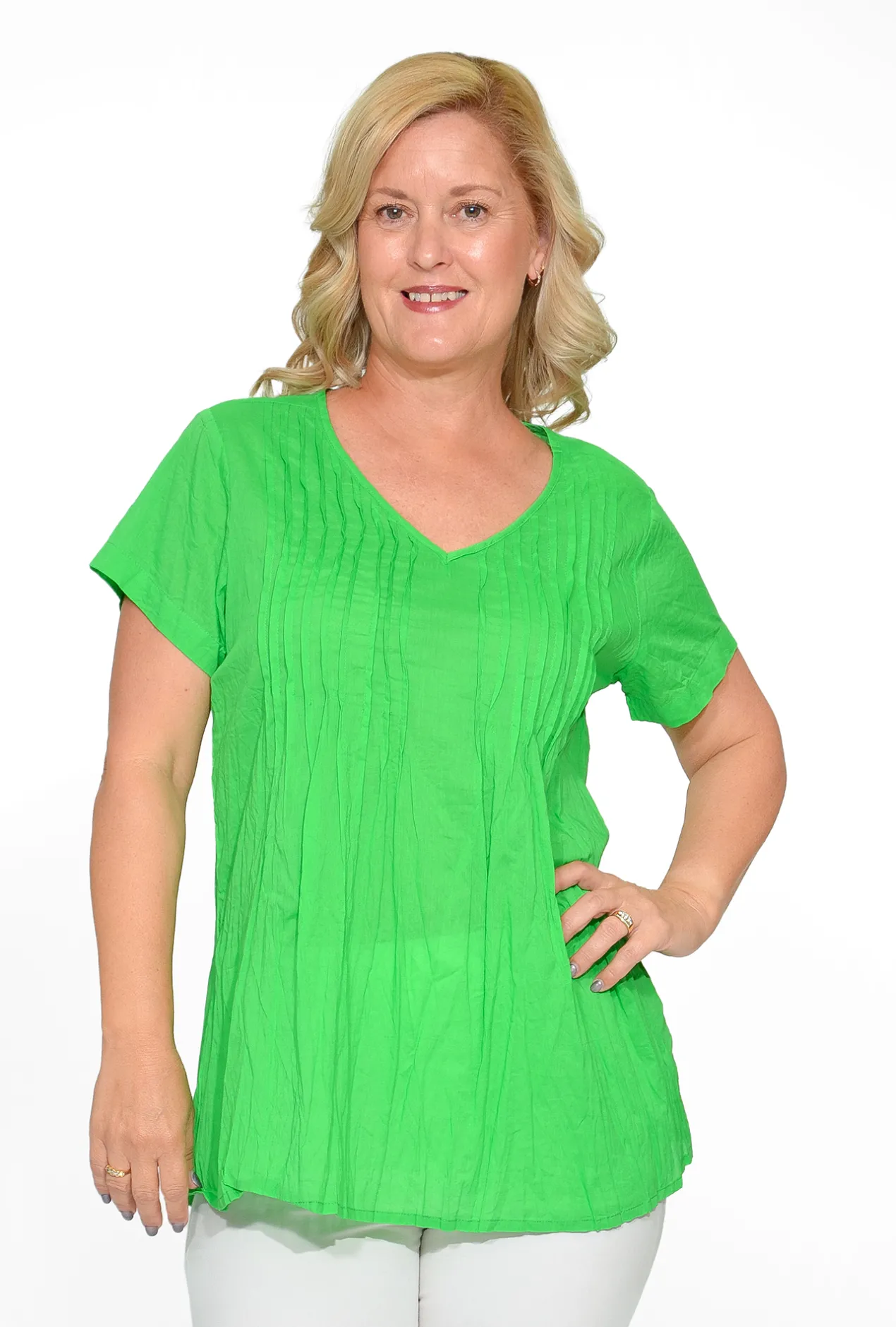 One Summer Maggie Crinkle Cotton T-Shirt in- Cotton Tops | Short Sleeve Tops