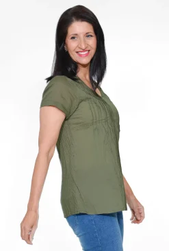 One Summer Maggie Crinkle Cotton T-Shirt in- Cotton Tops | Short Sleeve Tops