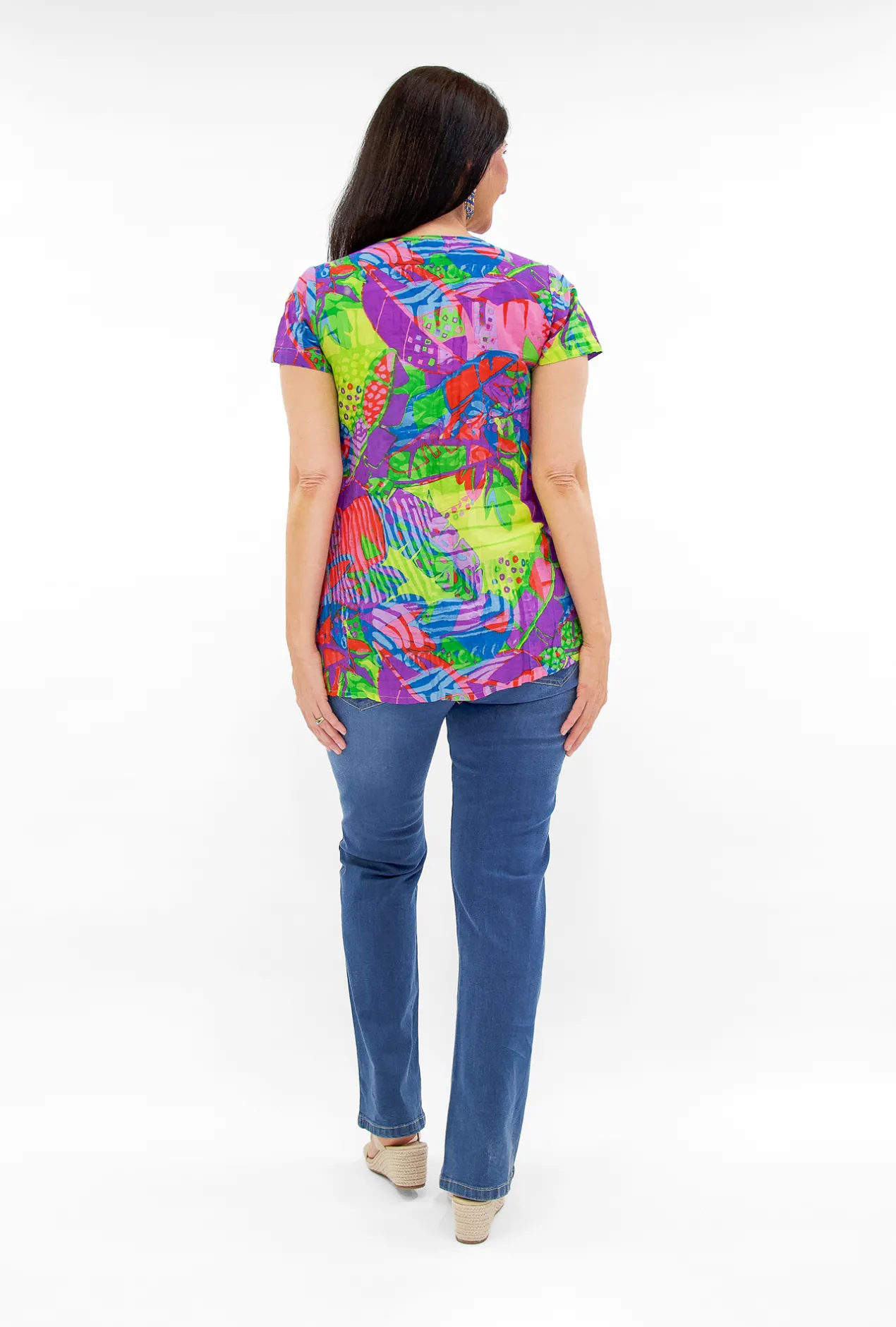 One Summer Maggie Crinkle Cotton T-Shirt in- Cotton Tops | Short Sleeve Tops