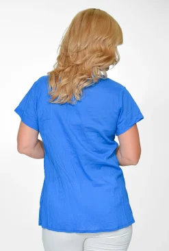 One Summer Maggie Crinkle Cotton T-Shirt in- Cotton Tops