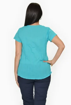 One Summer Maggie Short Sleeve Cotton Blouse in- Cotton Tops | Short Sleeve Tops