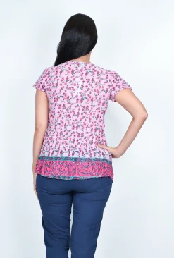 One Summer Maggie Short Sleeve Cotton Blouse in- Cotton Tops | Short Sleeve Tops