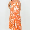 New U Collection Mandy Orange Sleeveless Print Dress- Sleeveless Dresses | Maxi Dresses