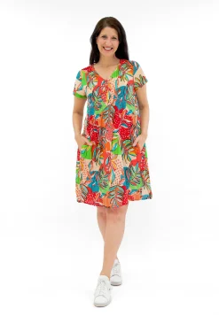 One Summer Marla Cotton Short Sleeve Cap Dress in- Short Sleeved Dresses | Cotton Dresses