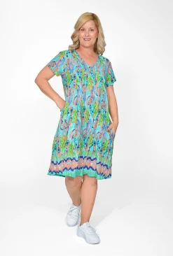 One Summer Marla Cotton Short Sleeve Cap Dress in- Short Sleeved Dresses | Knee Length Dresses