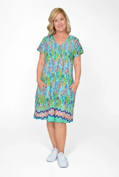 One Summer Marla Cotton Short Sleeve Cap Dress in- Short Sleeved Dresses | Knee Length Dresses