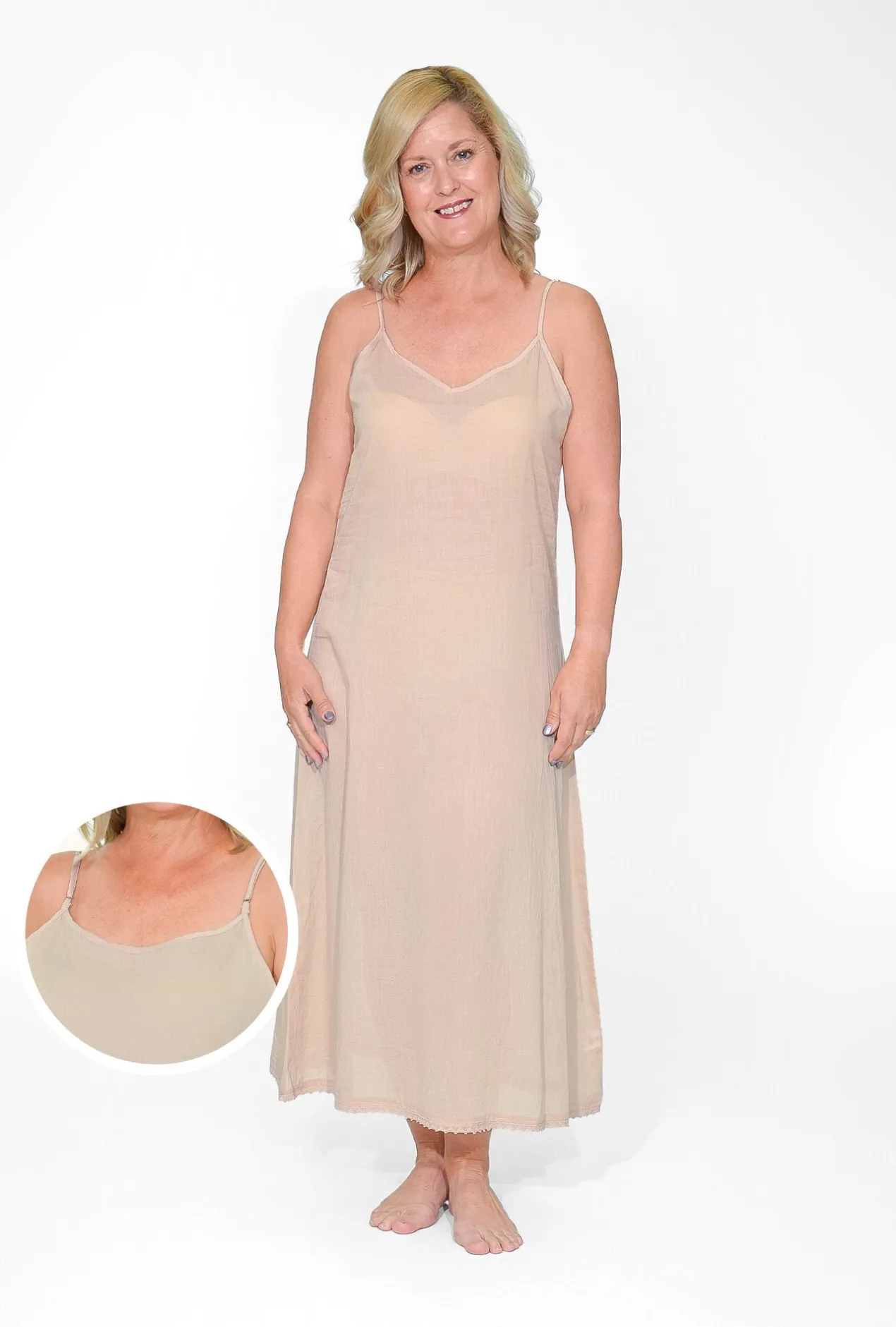 Orientique Maxi Cotton Dress Slip in- Slip Dresses