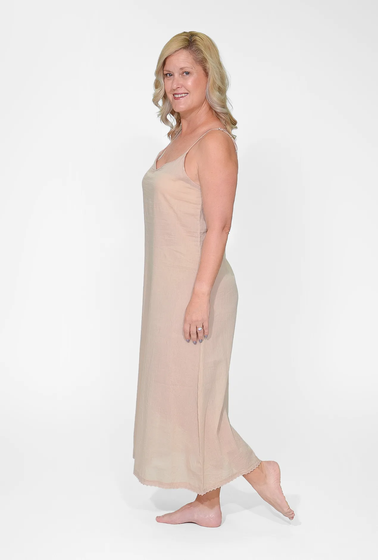 Orientique Maxi Cotton Dress Slip in- Slip Dresses