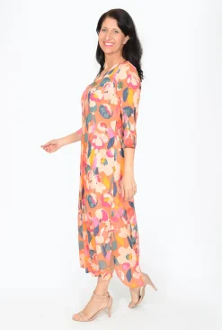 One Summer Maxine 3/4 Sleeve Cotton Maxi Dress in- Long Sleeved Dresses | Cotton Dresses