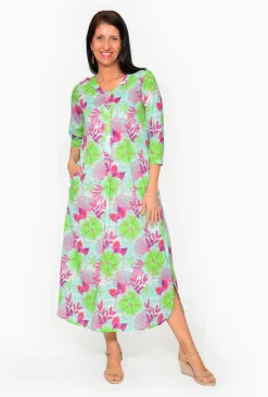 One Summer Maxine Cotton 3/4 Sleeve Maxi Dress in- Long Sleeved Dresses | Cotton Dresses