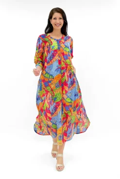 One Summer Maxine Cotton 3/4 Sleeve Maxi Dress in- Cotton Dresses | Long Dresses