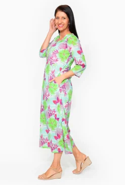 One Summer Maxine Cotton 3/4 Sleeve Maxi Dress in- Long Sleeved Dresses | Cotton Dresses