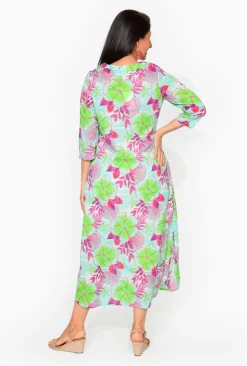 One Summer Maxine Cotton 3/4 Sleeve Maxi Dress in- Long Sleeved Dresses | Cotton Dresses