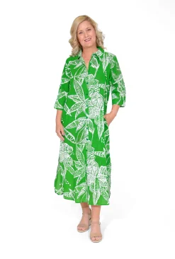 One Summer Megan Cotton Shirt Midi Dress in- Long Sleeved Dresses | Cotton Dresses