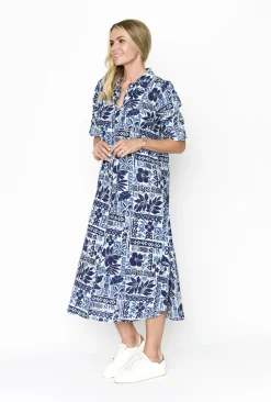 One Summer Megan Cotton Shirt Midi Dress in- Cotton Dresses | Sleeved Dress