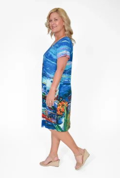 Orientique Melody Cotton V-Neck T-Shirt Dress in- Short Sleeved Dresses | Cotton Dresses