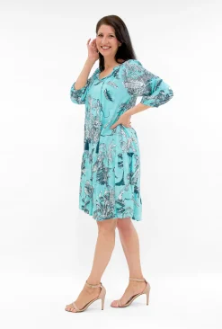 One Summer Mia Rayon 3/4 Sleeve Tassel Dress in- Above Knee Dresses | Sleeved Dress