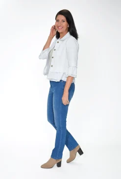 Jolie Saule Mila 3/4 Frill Sleeve Jacket in- Jackets | 3/4 Sleeve Tops