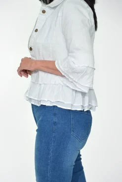 Jolie Saule Mila 3/4 Frill Sleeve Jacket in- Jackets | 3/4 Sleeve Tops