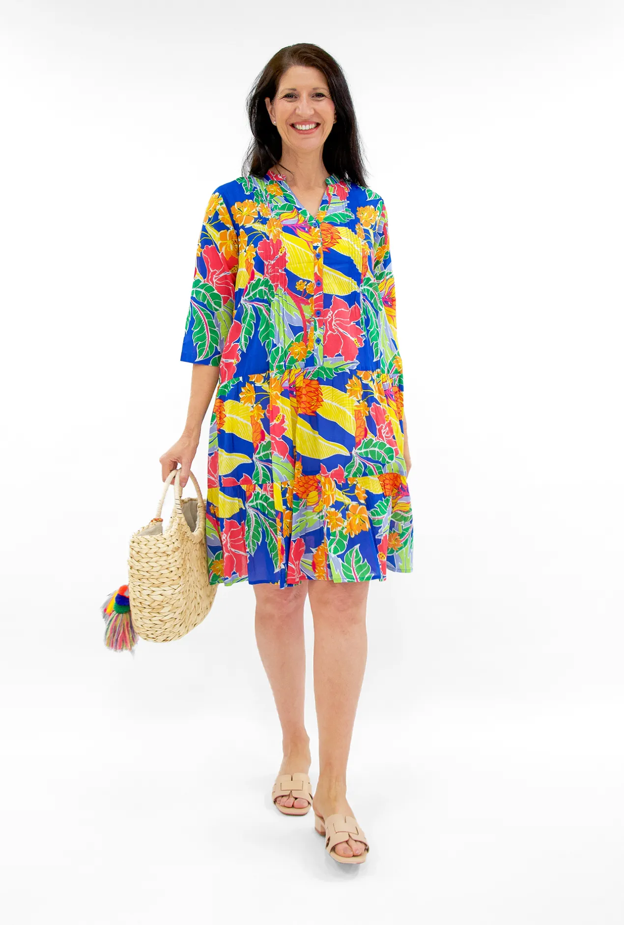 One Summer Molly Cotton V-Neck Dress in- Cotton Dresses | Knee Length Dresses