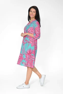 One Summer Molly Cotton V-Neck Dress in- Long Sleeved Dresses | Knee Length Dresses