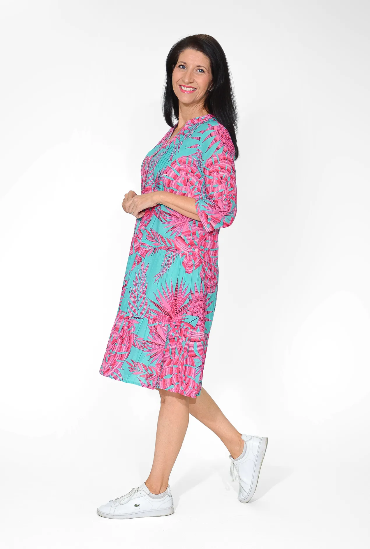 One Summer Molly Cotton V-Neck Dress in- Long Sleeved Dresses | Knee Length Dresses