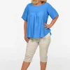 One Summer Nina Natural Fibre Flutter Sleeve Blouse in- Short Sleeve Tops | Sleeved Dress