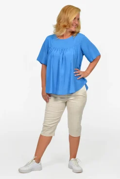 One Summer Nina Natural Fibre Flutter Sleeve Blouse in- Short Sleeve Tops | Sleeved Dress