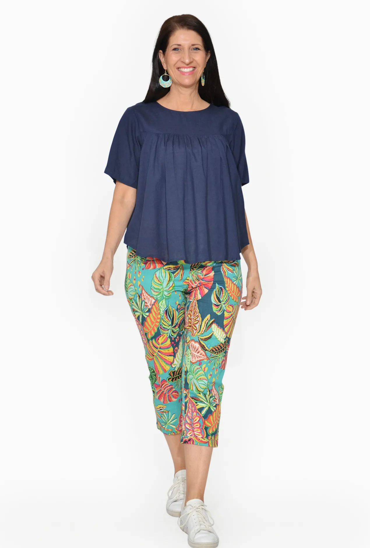 One Summer Nina Natural Fibre Flutter Sleeve Blouse in- Short Sleeve Tops | Sleeved Dress