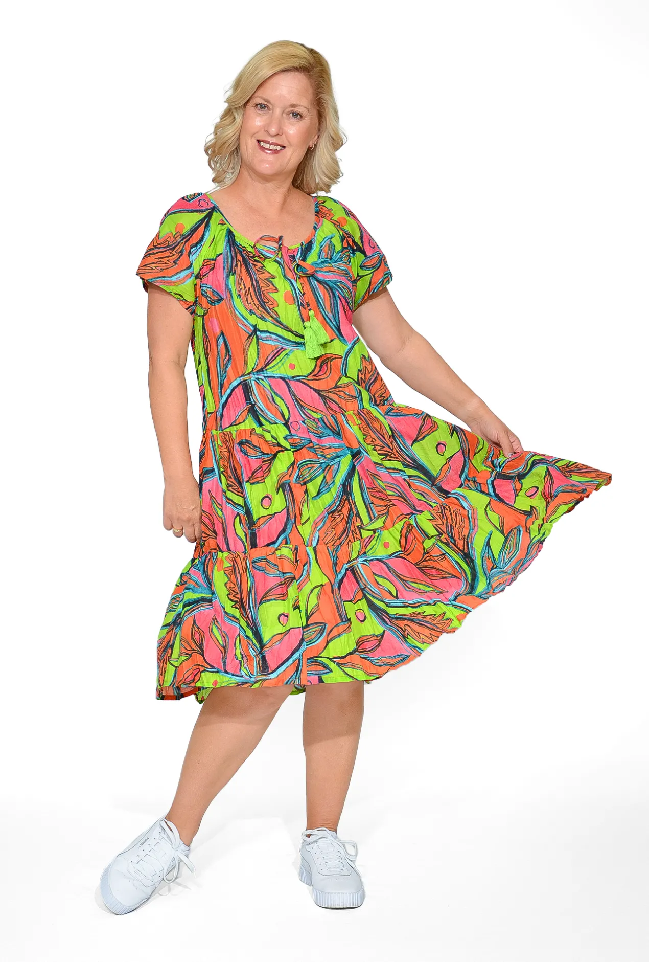 One Summer Nora Cotton Short Sleeve Tassel Dress in- Short Sleeved Dresses | Cotton Dresses