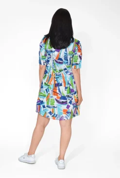 Orientique Nya Rayon Elbow Sleeved Shift Dress in- Short Sleeved Dresses | Above Knee Dresses