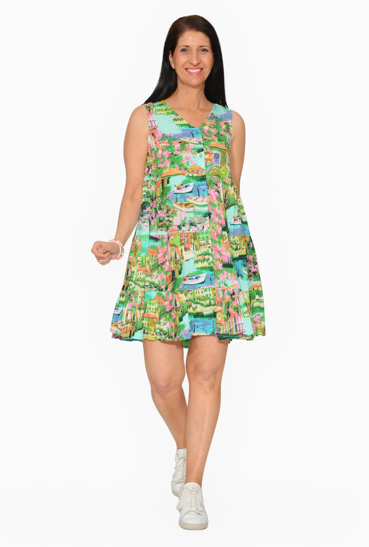 Orientique Padma Rayon Sleeveless Dress in- Sleeveless Dresses