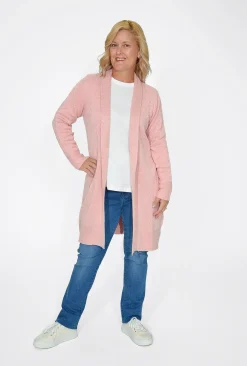 Orientique Peggy Long Sleeve Knit Cardi in Pale Pink- Cardigans & Jumpers | Knitwear Tops