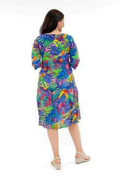 One Summer Poppy Crinkle Cotton Dress in- Cotton Dresses | Knee Length Dresses