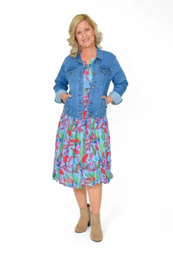 One Summer Poppy Crinkle Cotton Dress in- Knee Length Dresses | Cotton Dresses