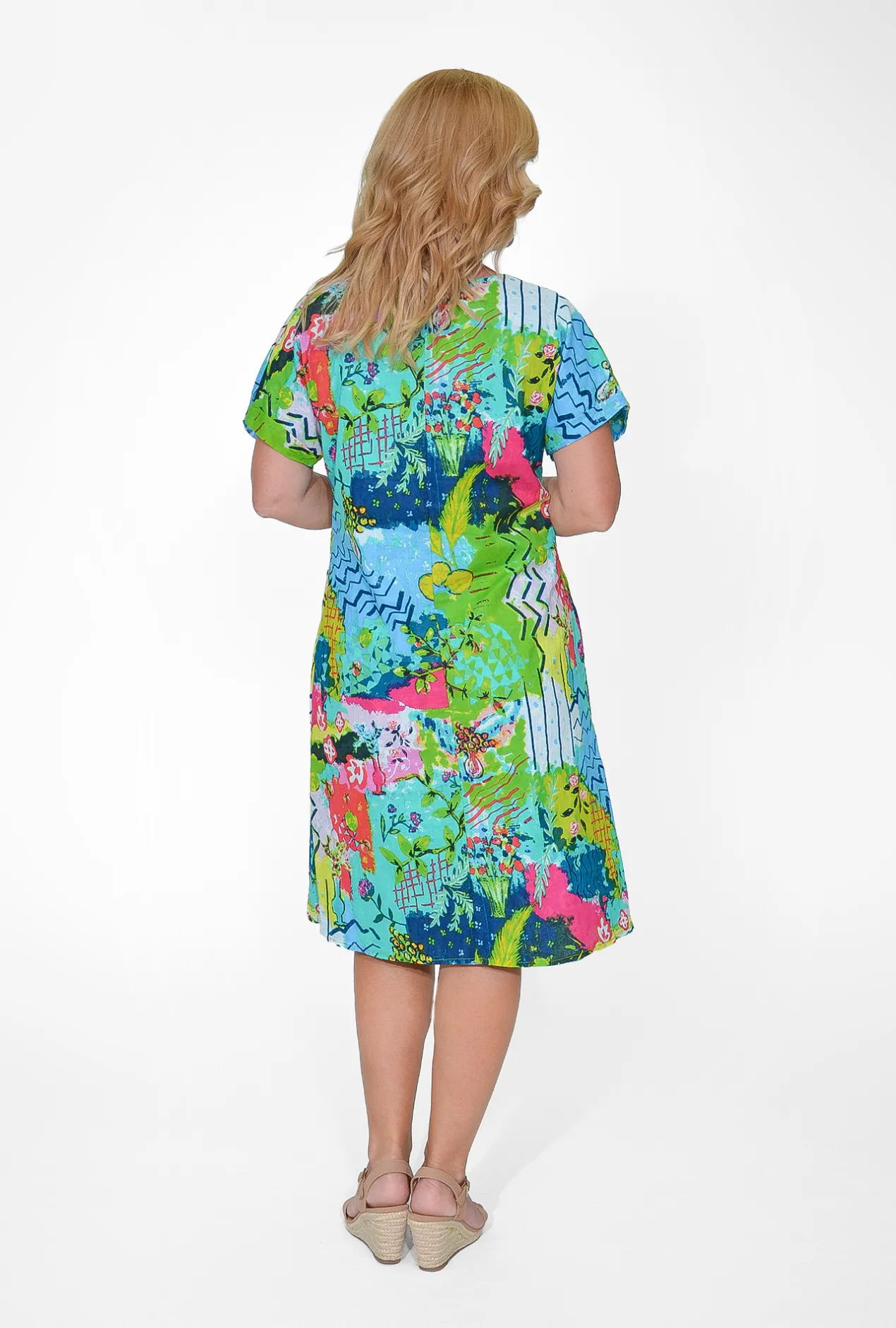 Orientique Rebecca Reversible Organic Cotton Shift Dress in- Short Sleeved Dresses | Cotton Dresses