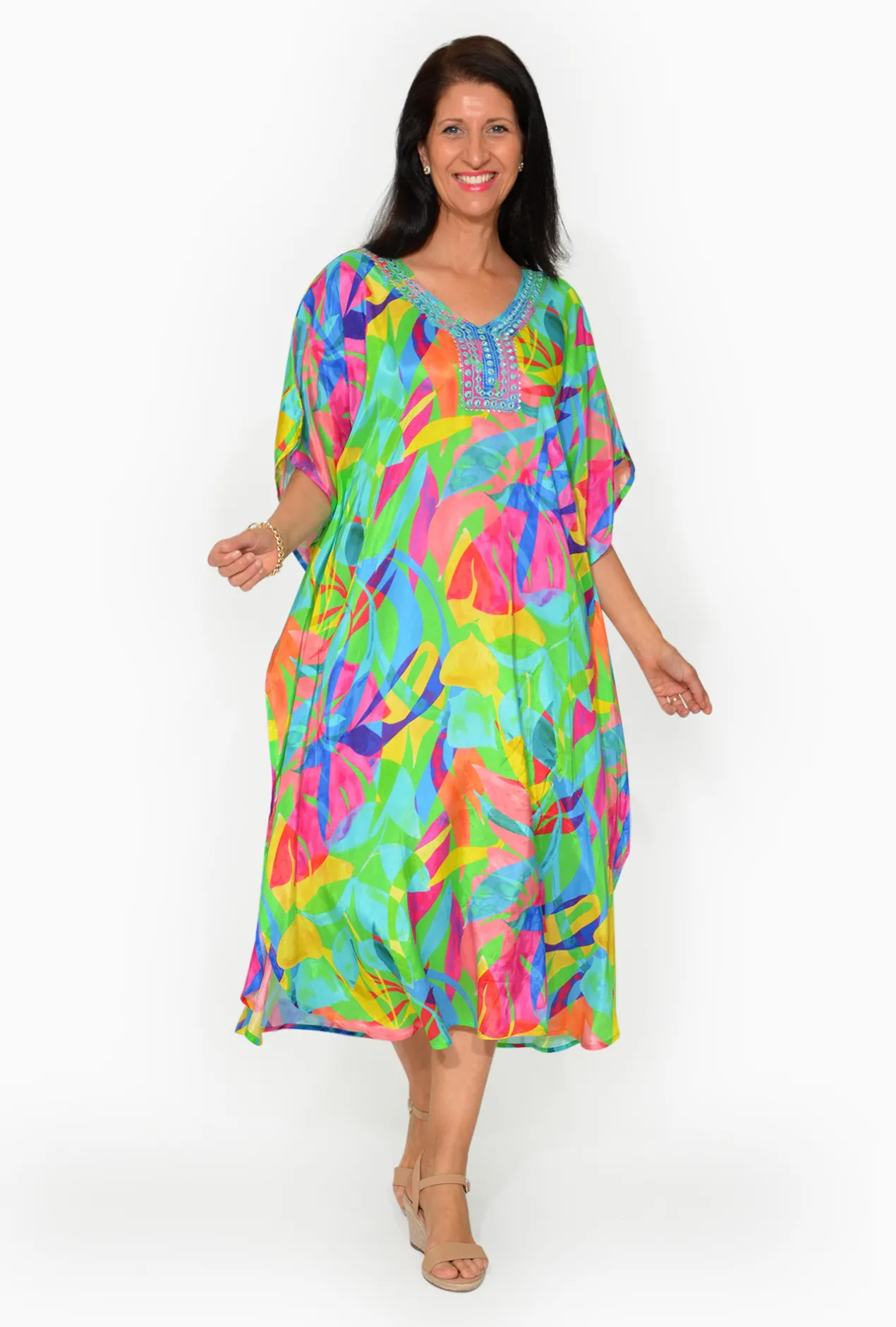 Escape Rihanna Rayon Kaftan in- Long Dresses | Sleeved Dress