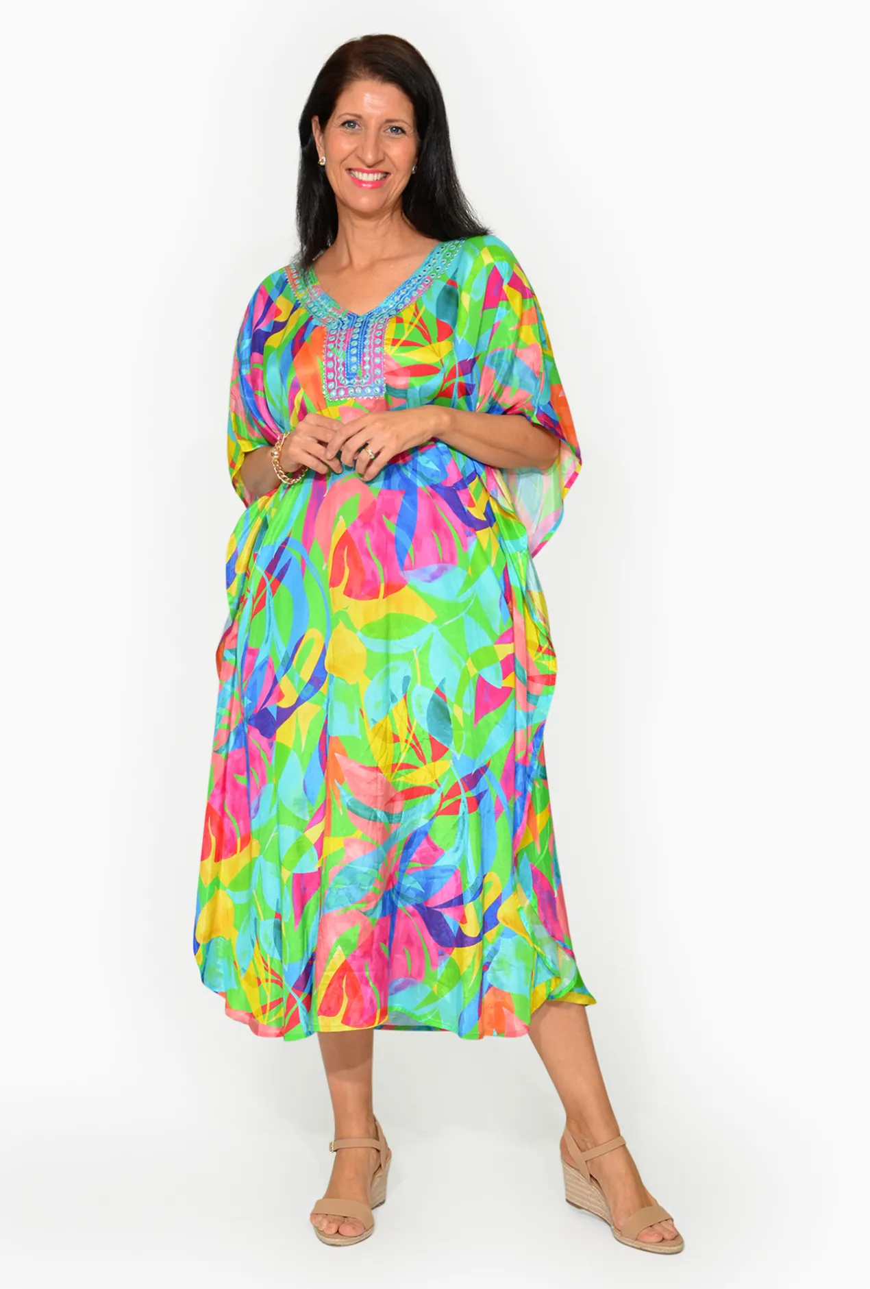 Escape Rihanna Rayon Kaftan in- Long Dresses | Sleeved Dress