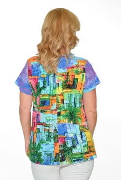 Orientique Romy Cotton Cotton Essential Tee in Havana Multi- Cotton Tops | Short Sleeve Tops