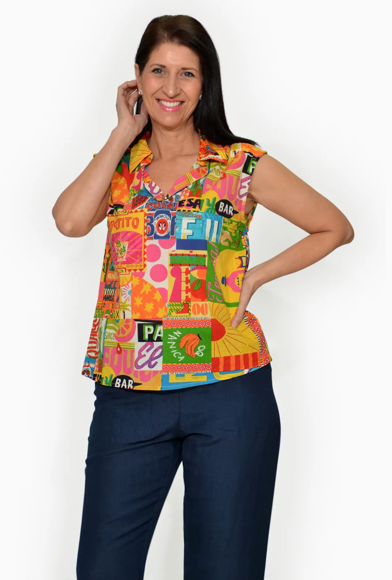 Orientique Ruth Organic Cotton Cap Sleeve Top in- Organic Cotton Clothing