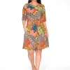 Orientique Shanae Rayon Elbow Sleeve Dress in- Above Knee Dresses | Sleeved Dress